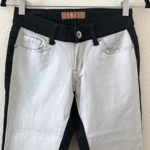 Lavo low rise faded black and white color block skinny jeans - Picture 2 of 6
